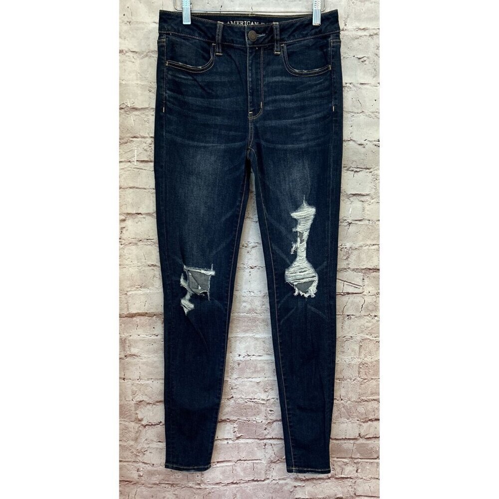 AMERICAN EAGLE Womens Hi-Rise Jegging Jean 6 Long Super Stretch X Dark Wash